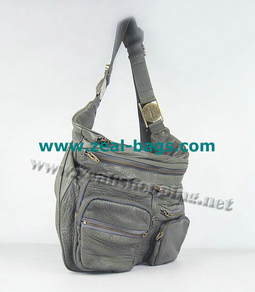 AAA Replica Alexander Wang Max Fanny Pack Bag Silver Grey Lambskin Golden Metal - Click Image to Close